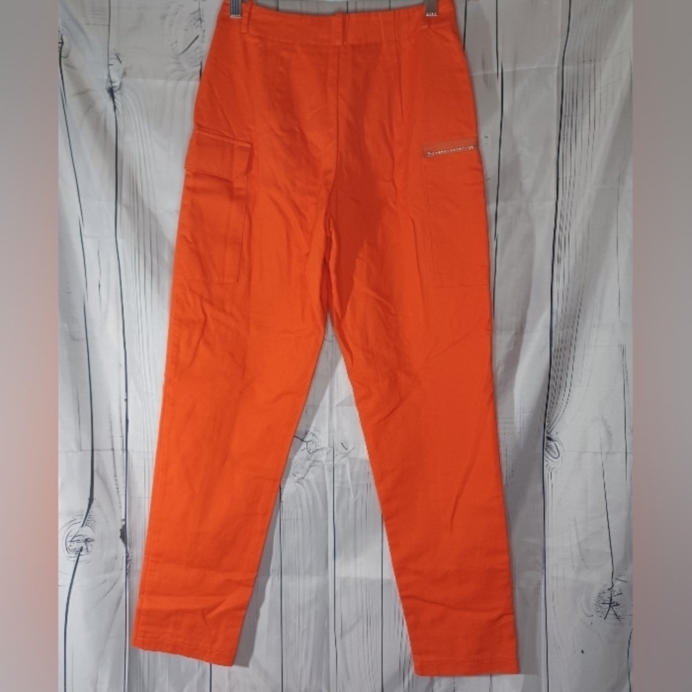 Nasty Gal Collection Women's Orange Cargo Pants - Picture 2 of 14